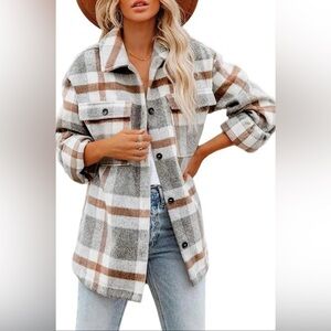 Plaid Button-Up  womens classic Blazer Jacket size M NWT